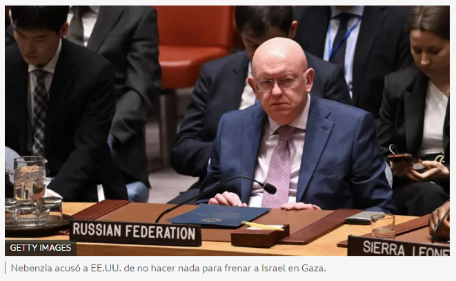 China y Rusia bloquean una resolución de EE.UU. en la ONU pidiendo un cese el fuego en Gaza